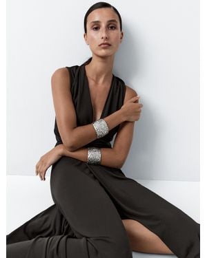 MASSIMO DUTTI Textured Metal Bangle - Black