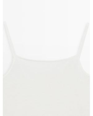 MASSIMO DUTTI Camisole Top With Lace Detail - White