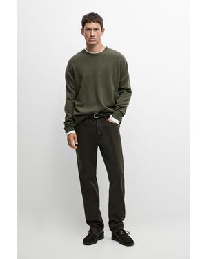 MASSIMO DUTTI Wool Blend Round Neck Knit Jumper - Green