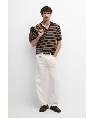 MASSIMO DUTTI Jersey Polo Punto Rayas 100% Algodón - Multicolor