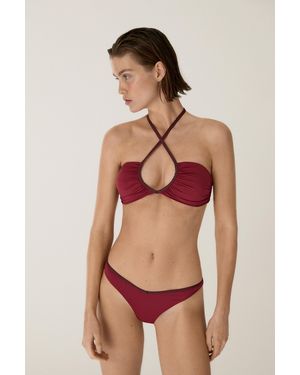 MASSIMO DUTTI Bikini Top With Contrast Gathered Detail