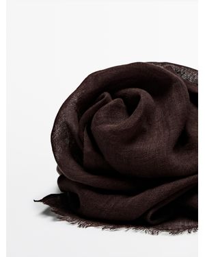 MASSIMO DUTTI Fular Liso 100% Lino - Negro