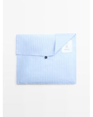 MASSIMO DUTTI Short Sleeve Pyjama Top And Striped Trousers - Blue
