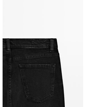 MASSIMO DUTTI Mid-Rise Cropped Slim Fit Jeans - Black