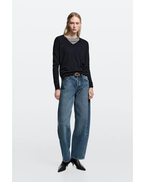 MASSIMO DUTTI Mid-Waist Balloon Fit Jeans - Blue