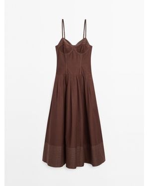 MASSIMO DUTTI Bodyjurk Met Contrastnaden - Bruin