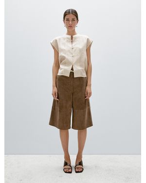 MASSIMO DUTTI Waistcoat With Buttoned Chest Detail - Natural