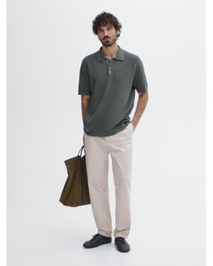 MASSIMO DUTTI Poplin Jogger Fit Trousers - Grey