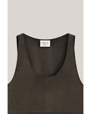 MASSIMO DUTTI Suede Leather Strappy Top - Black