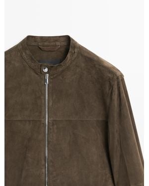 MASSIMO DUTTI Suede Leather Jacket - Multicolour