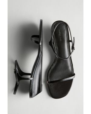 MASSIMO DUTTI Strappy Leather Mid-Wedge Sandals - Black