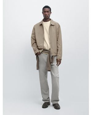 MASSIMO DUTTI Short Technical Fabric Jacket - White