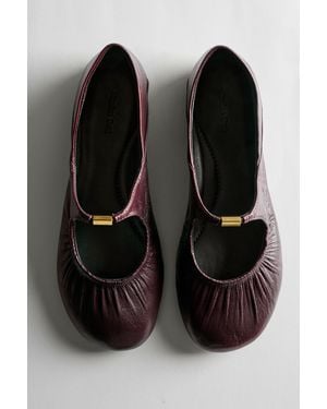 MASSIMO DUTTI Soft Leather Ballet Flat - Black