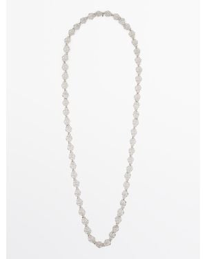 MASSIMO DUTTI Collar Largo Multiposición Encaje - Blanco