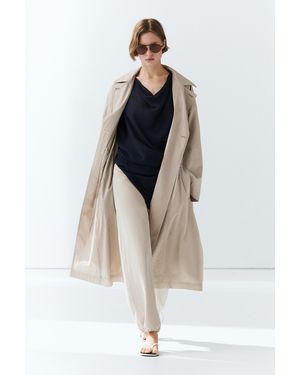 MASSIMO DUTTI Cotton Blend Technical Trench Coat - Natural