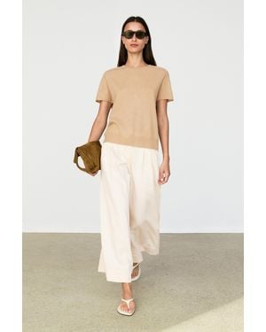MASSIMO DUTTI 100% Cashmere Short Sleeve Knit Jumper - Natural