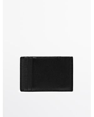 MASSIMO DUTTI Nappa Leather Magic" Vertical Wallet" - Black