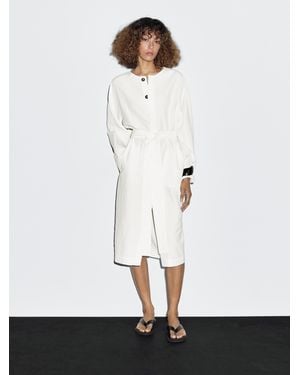 MASSIMO DUTTI Shirt Dress With Contrast Buttons - White