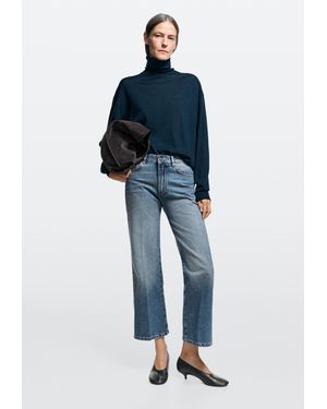 MASSIMO DUTTI Mid-Waist Cropped Flare-Fit Jeans - Blue