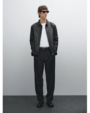 MASSIMO DUTTI Relaxed-Fit-Hose Aus Sommerwolle - Schwarz