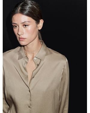 MASSIMO DUTTI Camisa Fluida Cuello Camisero - Blanco