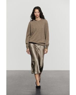 MASSIMO DUTTI Jupe Midi Évasée Satinée - Neutre