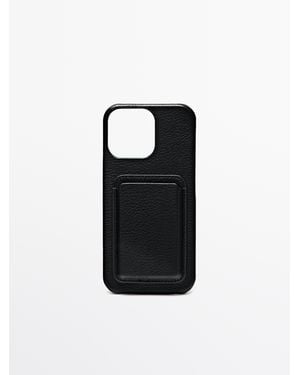 MASSIMO DUTTI Nappa Leather Iphone Pro Max Case - Black
