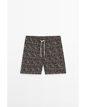 MASSIMO DUTTI Abstract Detail Swimsuit - Brown