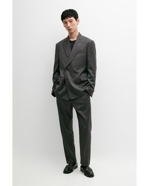 MASSIMO DUTTI Doppelreihiger Anzugblazer Aus 100 Schurwolle - Grau