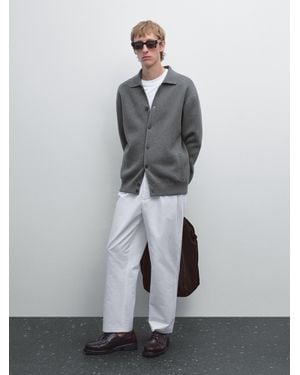 MASSIMO DUTTI Cárdigan Punto 100% Algodón - Gris