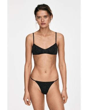 MASSIMO DUTTI Top With Embroidered Detail - Black