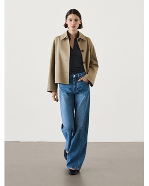 MASSIMO DUTTI Short 100% Cotton Trench Coat - Blue