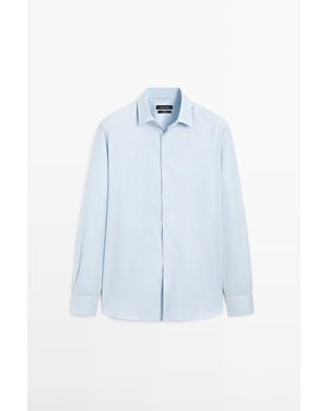 MASSIMO DUTTI Slim Fit 100% Cotton Oxford Shirt - Grey
