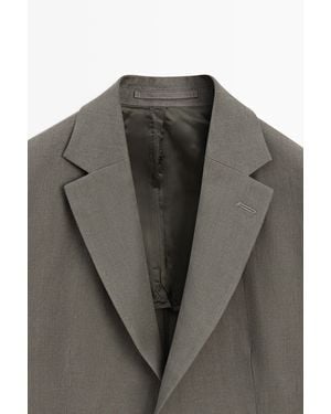 MASSIMO DUTTI Linen Suit Blazer - Gray