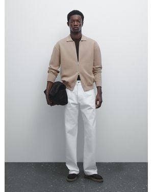 MASSIMO DUTTI Cárdigan Punto Cremallera Mezcla Algodón - Gris