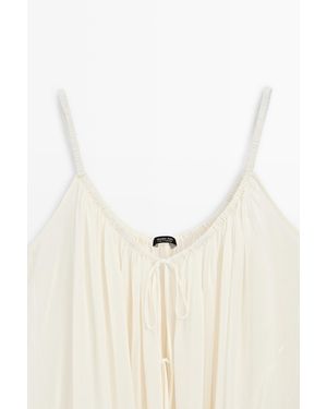 MASSIMO DUTTI Cotton Cupro Blend Camisole With Bow Detail - Natural