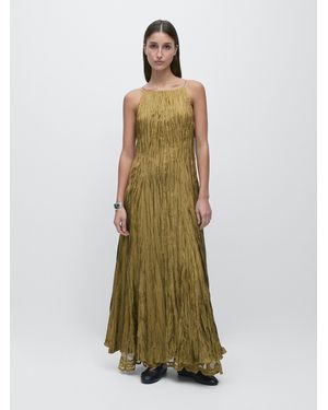 MASSIMO DUTTI Long Flowing Halter Neck Dress - Green