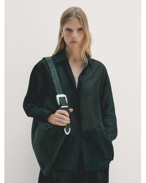 MASSIMO DUTTI Maxi-Tasche Nappaleder - Schwarz