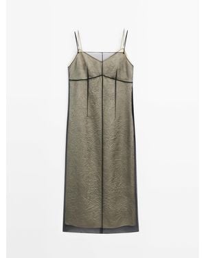 MASSIMO DUTTI Midikleid Doppellagig Organza - Schwarz