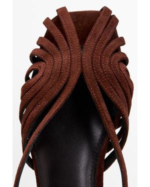 MASSIMO DUTTI Split Suede Leather Cage Sandals - Brown