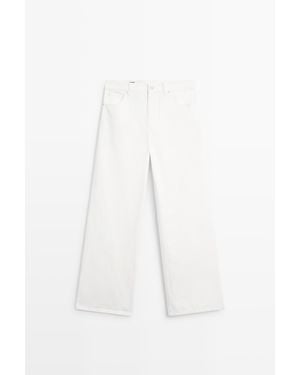 MASSIMO DUTTI Wide Leg Jeans Met Hoge Taille - Wit
