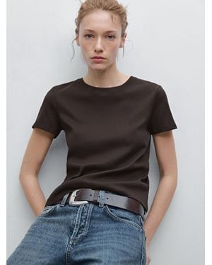 MASSIMO DUTTI Leather Belt With Buckle Detail - Brown