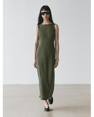 MASSIMO DUTTI Long Linen Dress - Green