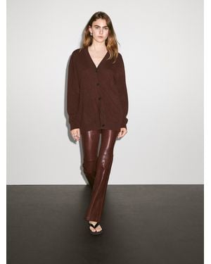 MASSIMO DUTTI Cardigan Oversize Col En V 100 Cachemire - Marron