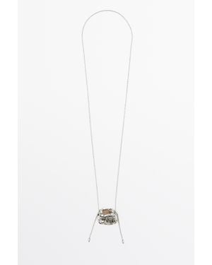 MASSIMO DUTTI Long Basket Piece Necklace - White