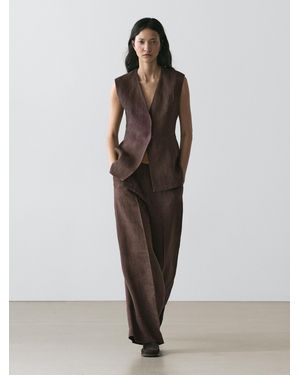 MASSIMO DUTTI Linen Suit Waistcoat - Brown