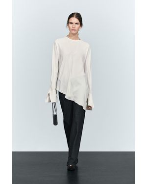 MASSIMO DUTTI Fließende Bluse Mit Asymmetrischem Detail - Weiß