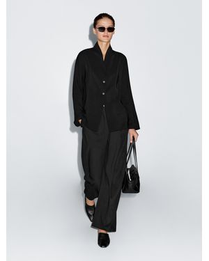 MASSIMO DUTTI V-Neck Blazer - Black