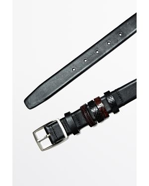 MASSIMO DUTTI Leather Belt With 5 Loops - Black