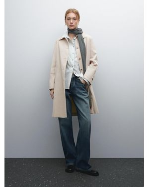 MASSIMO DUTTI Leichter Mantel Aus Baumwollmischgewebe Mit Knopfleiste - Natur